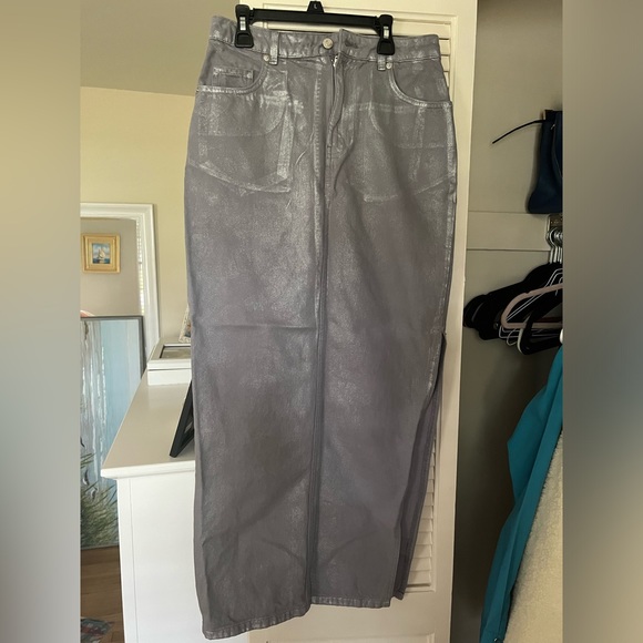 ASOS Silver Denim Maxi Skirt - Picture 4 of 4